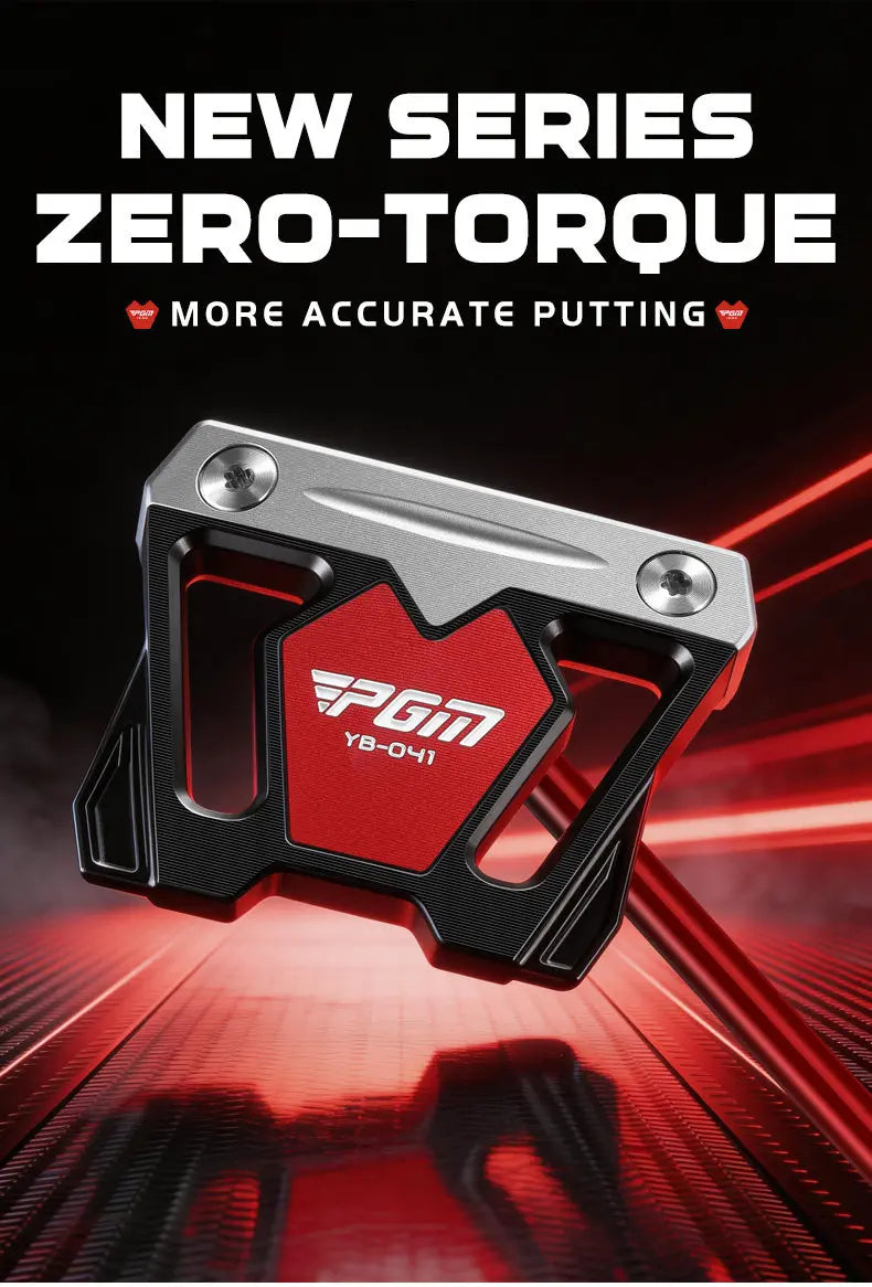 Putter maillet zéro torque – version noire et argent sur fond rouge