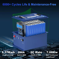Batterie lithium voiturette de golf 48 V 105 Ah – cellules LiFePO4 de grade A+, BMS 200 A et 6 000 cycles