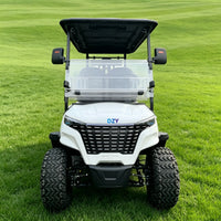 Voiturette de golf électrique blanche à calandre ajourée – vue de face