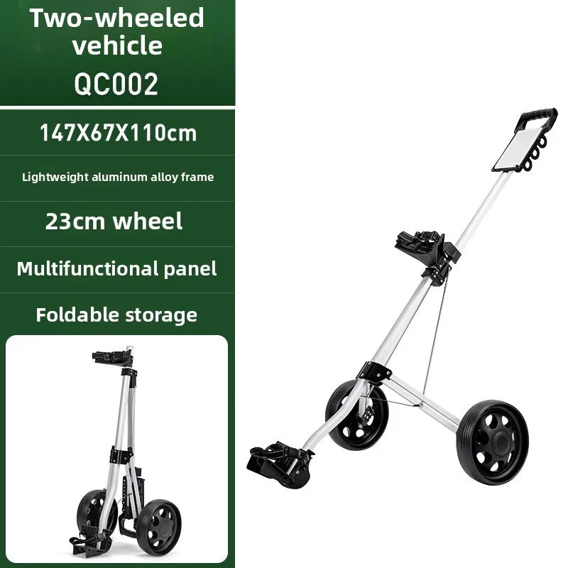 Chariot de golf 2 roues aluminium – fiche des dimensions 147 × 67 × 110 cm et des équipements