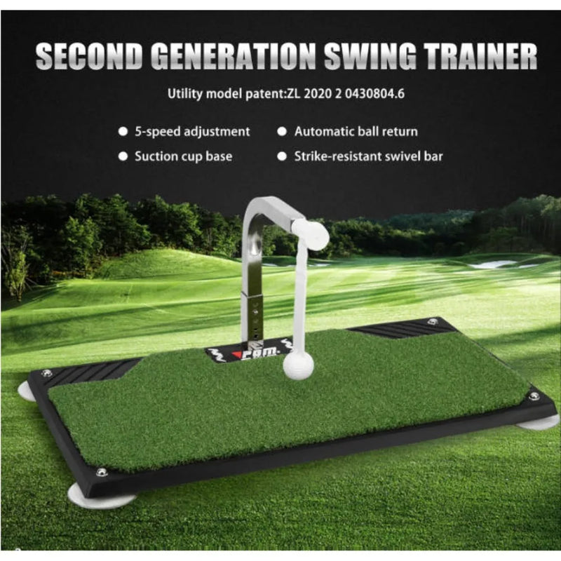 Entraîneur de swing de golf – barre pivotante, retour de balle et base à ventouses