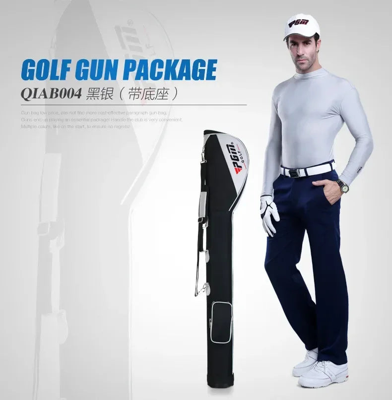 Sac de golf pencil noir et argent – porté par un golfeur