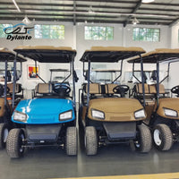 Voiturette de golf électrique de 2 à 10 places – plusieurs voiturettes alignées en salle d'exposition
