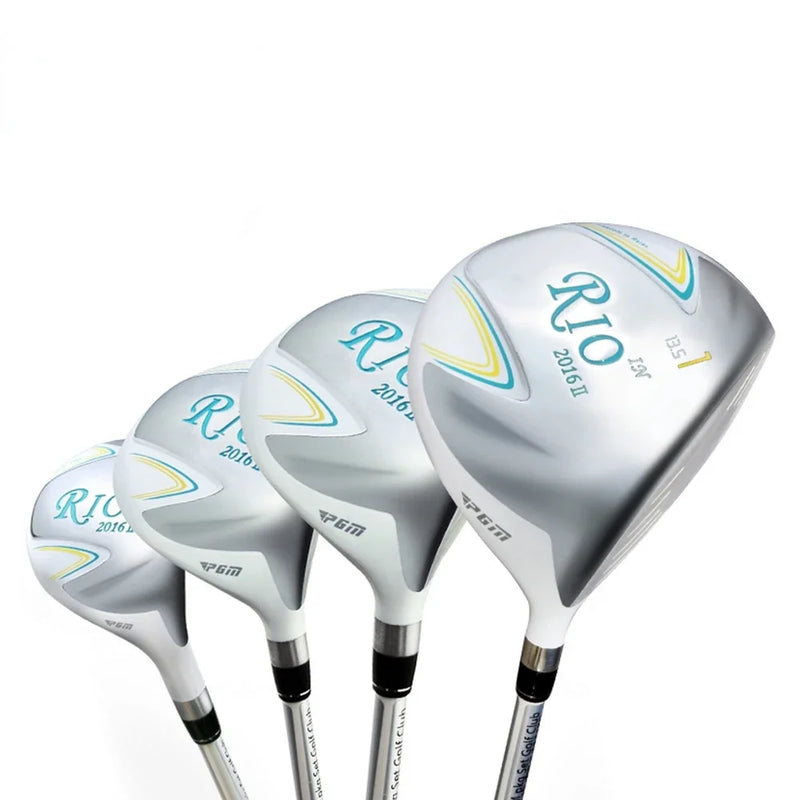 Set de golf complet femme – driver et bois sur fond blanc