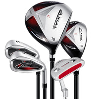 Set de golf enfant 5 clubs – bois, hybride, deux fers et putter, version noire et rouge