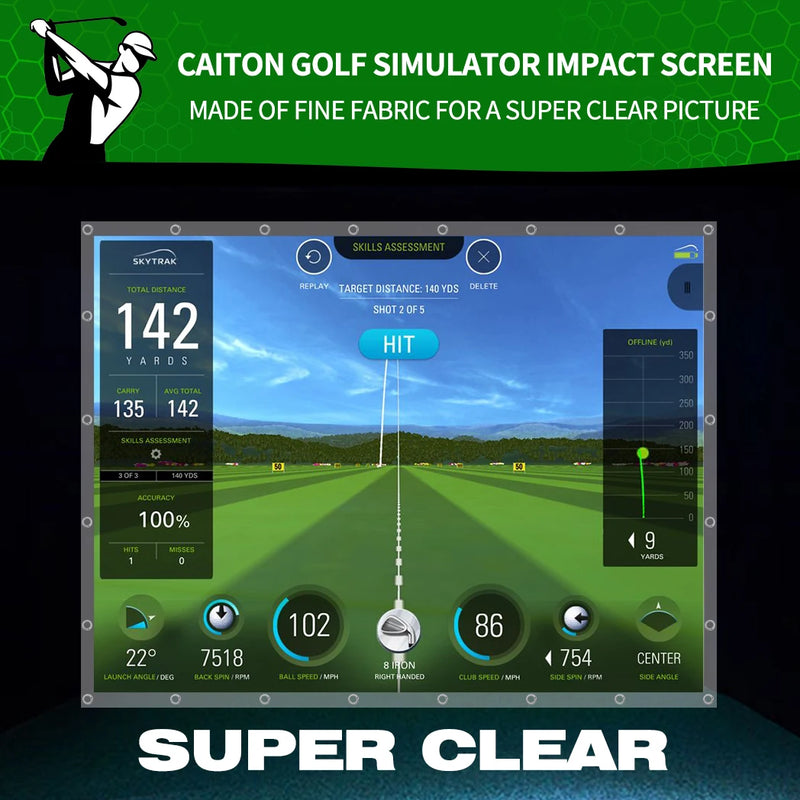 Écran d'impact de simulateur de golf – image de simulateur nette sur la toile