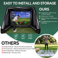 Tente de golf gonflable – installation facile avec pompe de 500 W et sac de rangement