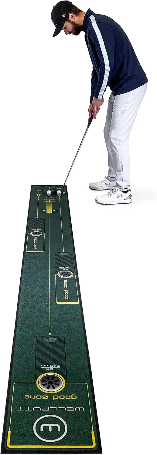 Tapis de putting de 3 m avec repères de distance et 10 exercices