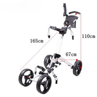 Chariot de golf manuel 4 roues pliable, roues démontables et frein de stationnement