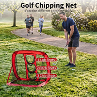 Filet de golf rouge – filet de chipping à trois poches pour lobs, pitchs et chips