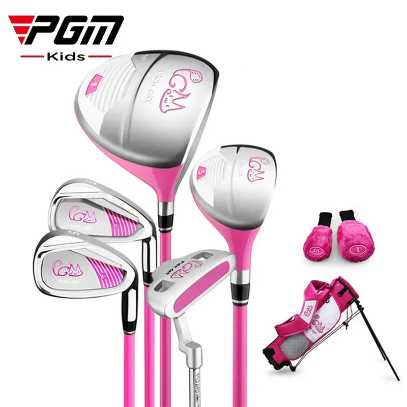 Set de golf enfant 5 clubs – coloris rose avec sac rose et blanc