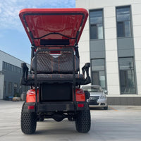 Voiturette de golf électrique tout-terrain – vue arrière avec plateforme et barre de maintien
