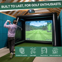 Tente de golf gonflable – intérieur avec projecteur au plafond et écran d'impact