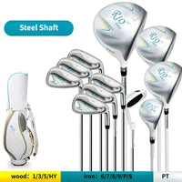Set de golf complet femme – 11 clubs à manche acier avec sac