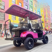 Voiturette de golf tout-terrain 4 places – vue arrière, siège arrière relevé