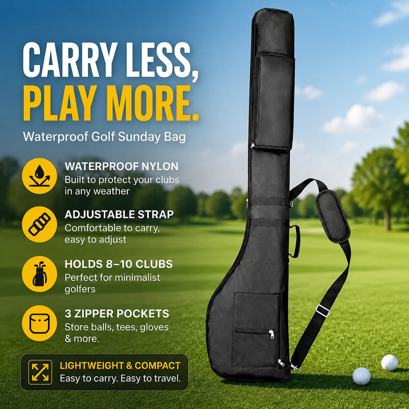 Sac de golf pencil pliable imperméable en nylon pour 8 à 10 clubs