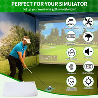Écran d'impact de simulateur de golf – joueur face à l'écran et atouts de la toile
