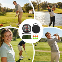 Filet de chipping golf carré – ensemble avec tapis et balles, golfeurs sur le parcours