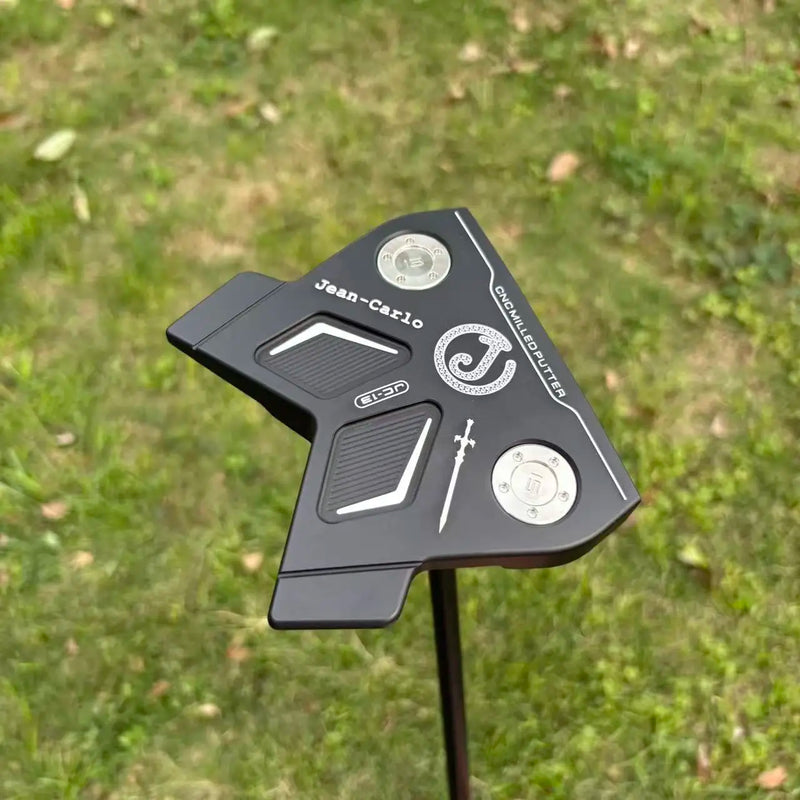 Putter maillet noir CNC – tête noire vue de dessus avec les poids vissés