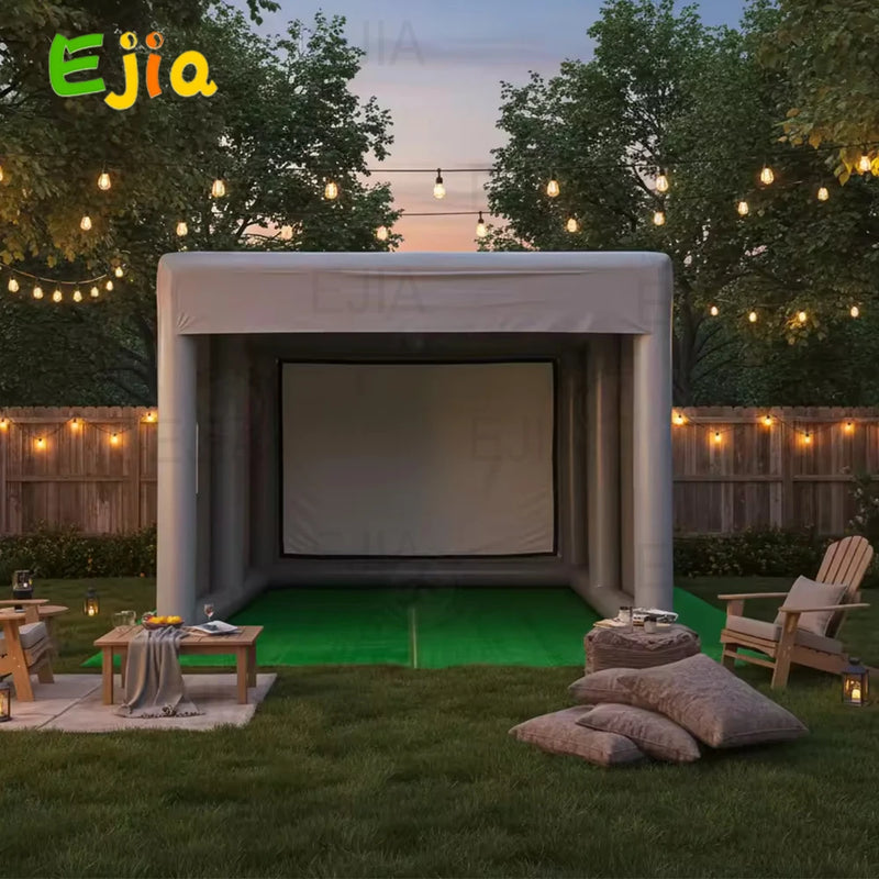 Tente de golf gonflable grise 4 x 3 x 3 m avec écran de projection