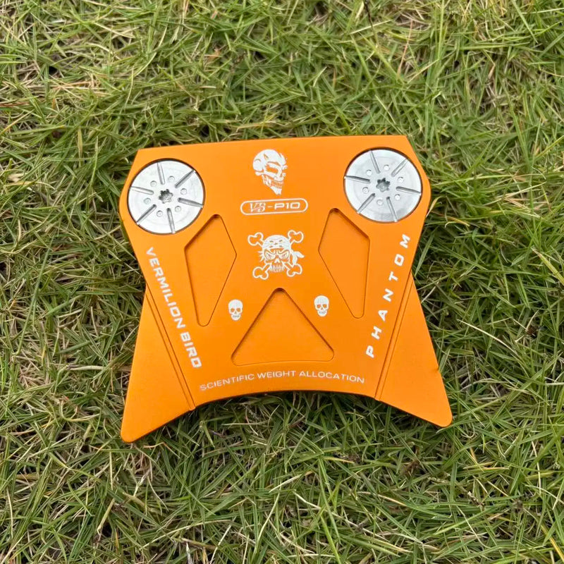 Putter maillet en aluminium – tête orange vue de dessus