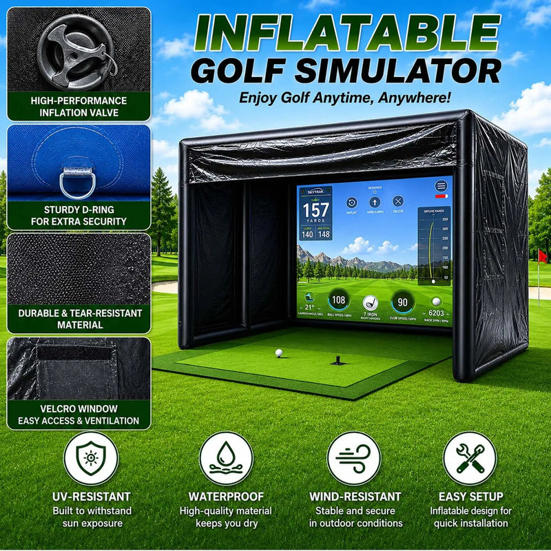 Cage de golf gonflable – valve de gonflage, anneau en D, tissu et fenêtre autoagrippante