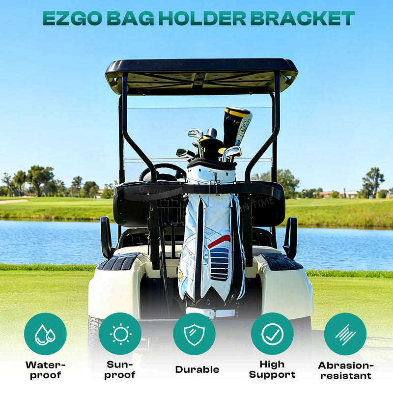 Support de sac de golf arrière – sac de golf tenu droit derrière le siège, en situation