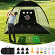Filet d'entraînement golf 3 x 2 m avec tapis tricolore et 10 balles