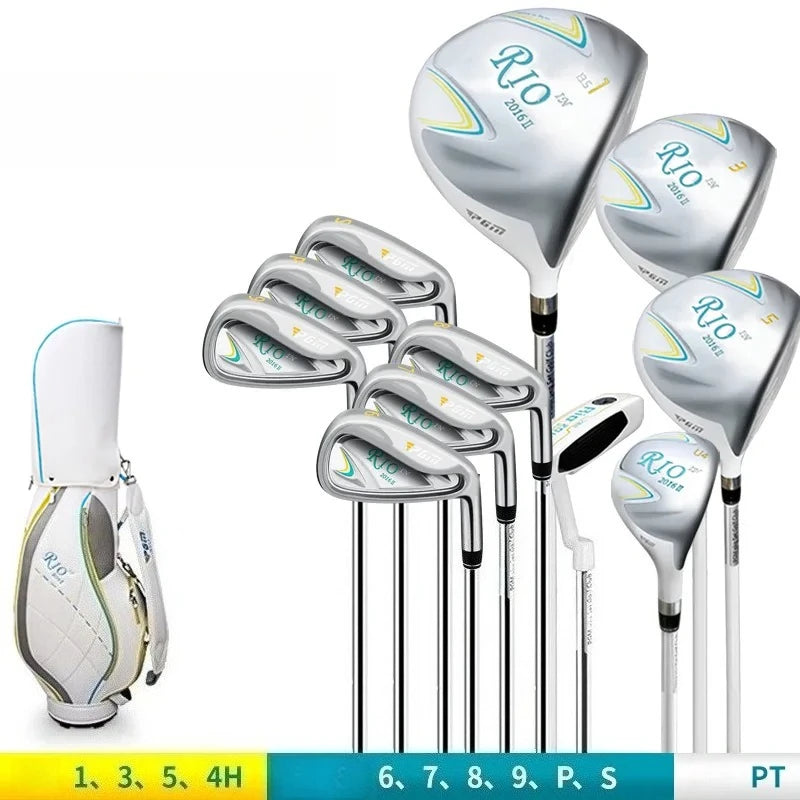 Set de golf complet femme – set de 11 clubs avec manches acier et sac blanc
