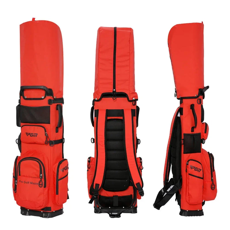 Sac de golf à dos ultraléger – sac à dos rouge de face, de dos et de côté, capot ouvert