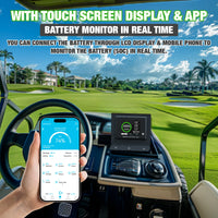 Batterie lithium voiturette de golf 48 V 105 Ah – écran tactile et application dans une voiturette de golf