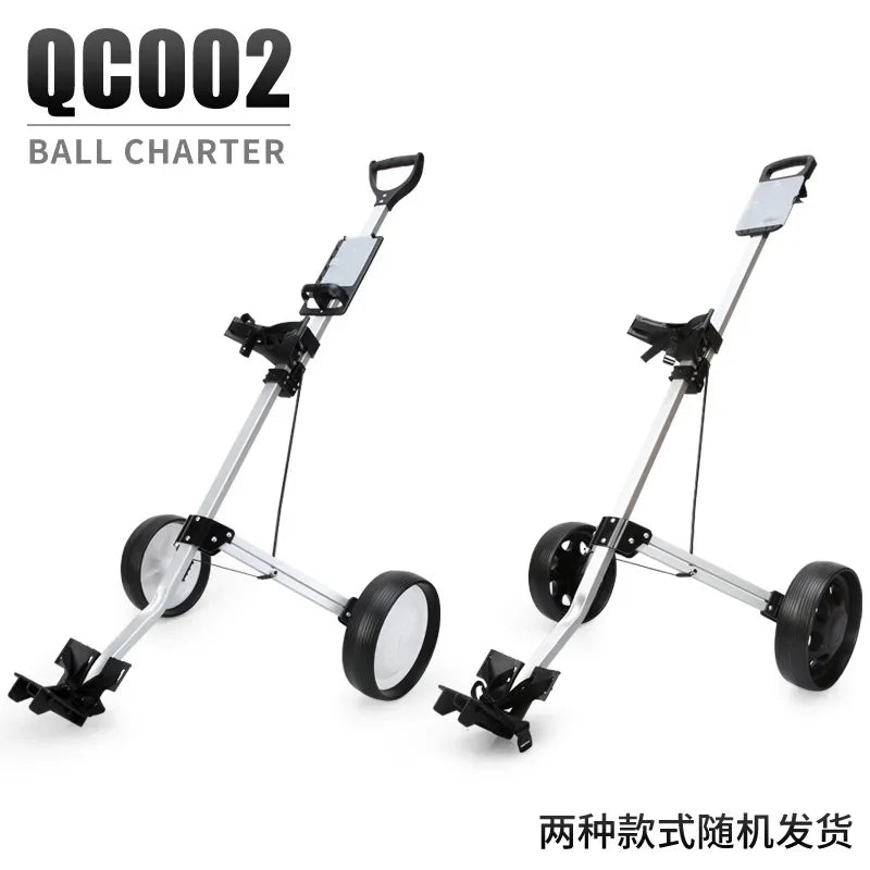 Chariot de golf pliable 2 roues – chariot déployé et chariot replié, deux styles de roues