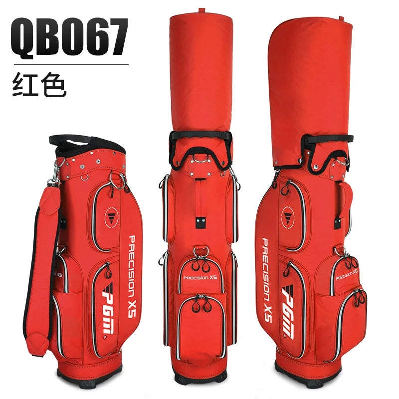 Sac de golf chariot – modèle rouge multi-poches, trois vues
