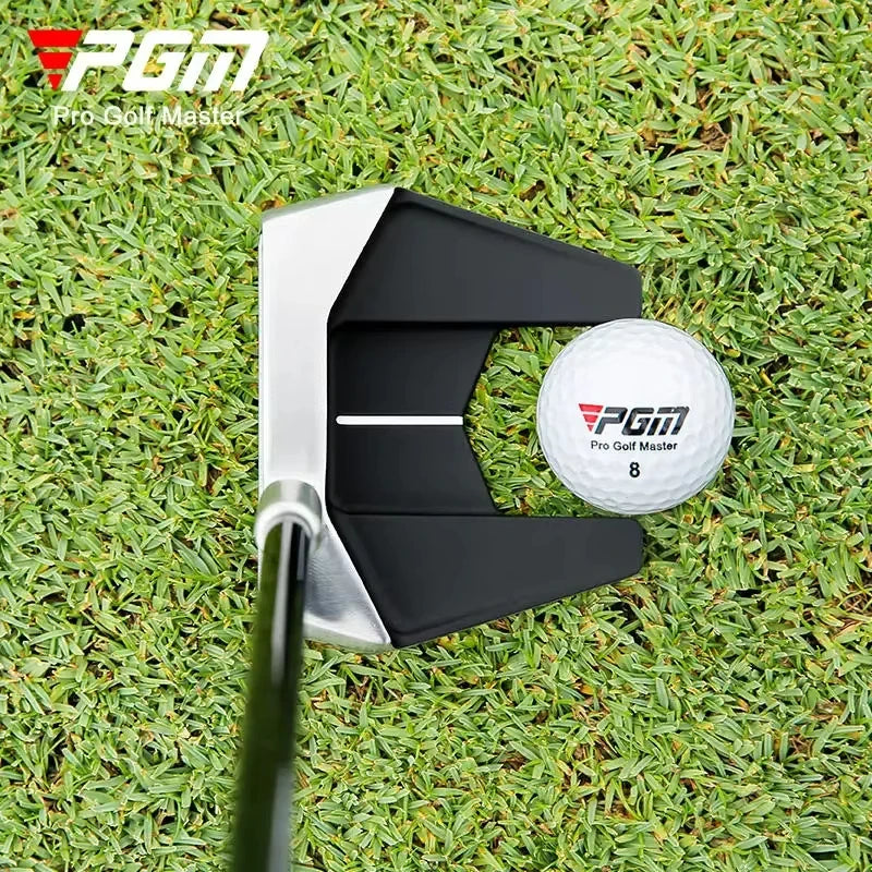 Putter maillet debout – vue de dessus avec le trait d'alignement et la balle