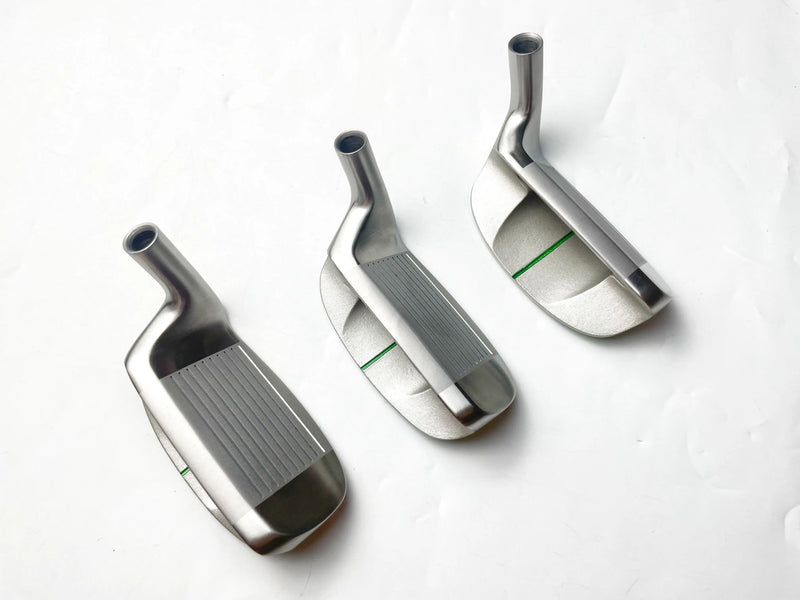 Tête de chipper de golf inoxydable – profil des trois têtes avec le manchon de fixation