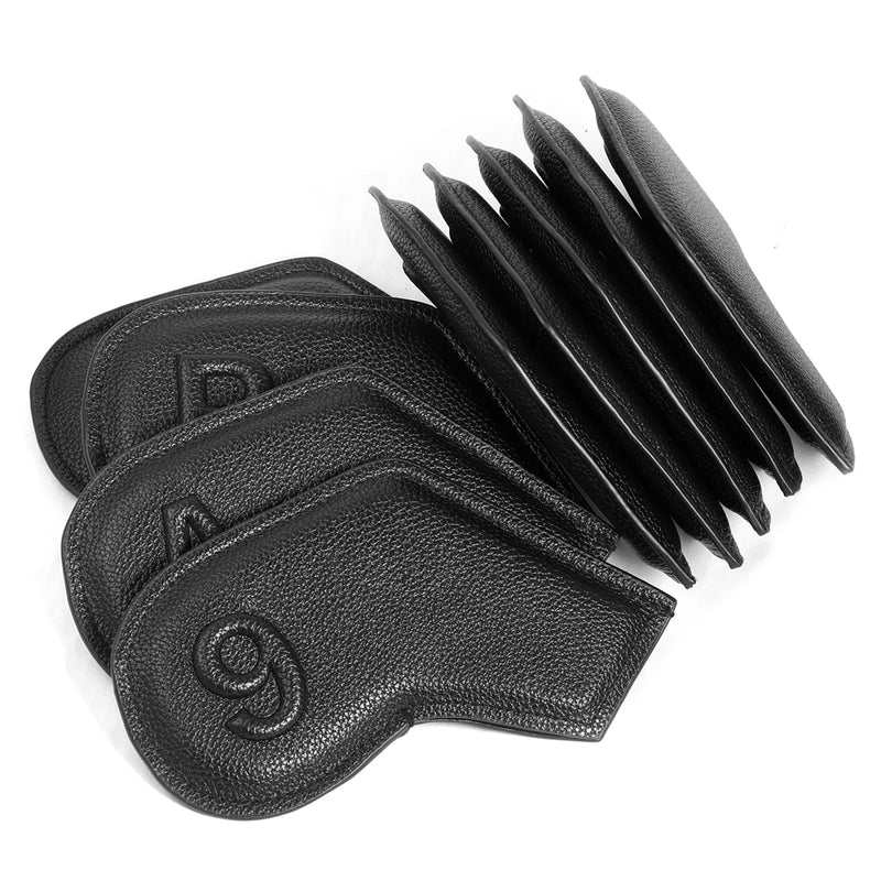 Couvre fer golf noir – ouverture des housses et numéro 9 gaufré