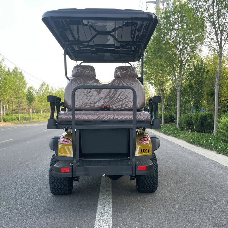 Voiturette de golf électrique dorée de luxe – vue arrière de la banquette