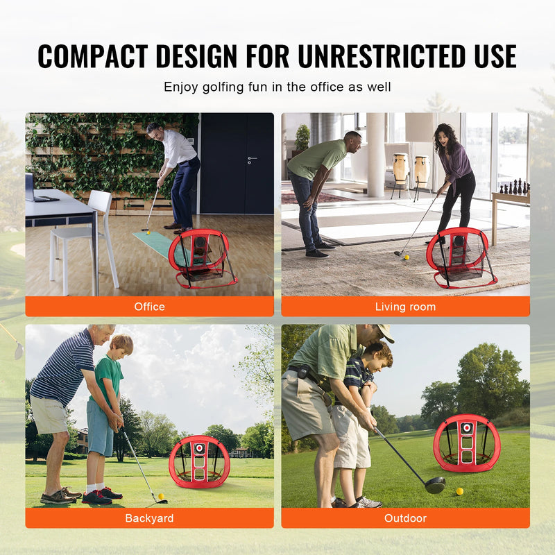 Filet de chipping golf pop-up rouge – utilisation au bureau, au salon, au jardin et en extérieur