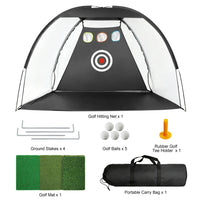 Filet de golf noir – filet, piquets, balles, tee, tapis et sac de transport