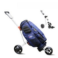 Chariot de golf pliable aluminium – chariot chargé d'un sac de golf, et chariot à 3 roues en vignette
