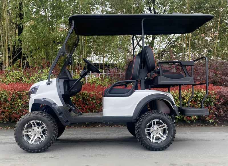 Voiturette de golf électrique lithium blanche – vue de profil