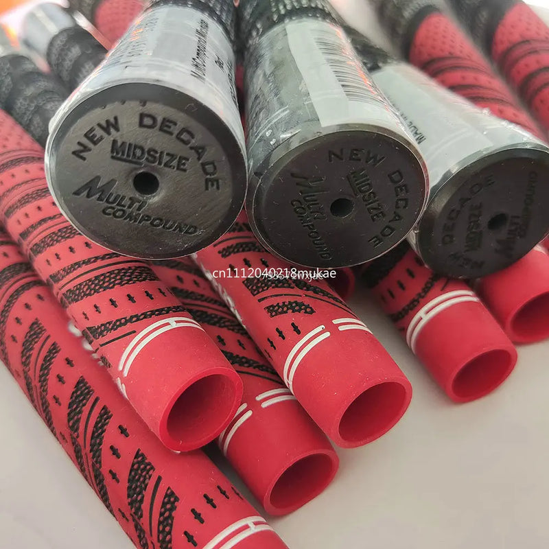 Grips de golf en fil de coton – embouts rouges des grips vus de face