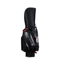 Sac de golf chariot à capot – modèle noir à panneau brillant, vue de trois quarts