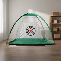 Filet de golf portable avec cible – enclos vert installé dans une pièce