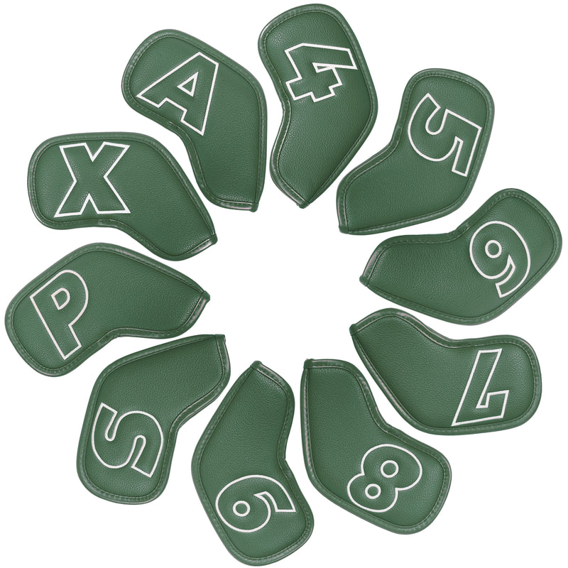 Couvre fer golf magnétique – set vert de 10 housses
