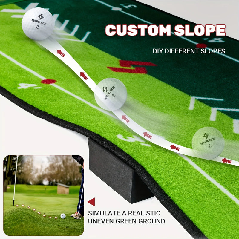 Tapis de putting golf – balle roulant sur le tapis, simulation de pente avec un support dessous