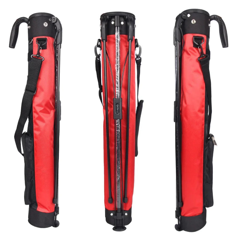 Petit sac de golf léger – sac rouge vu de dos, de face et de côté