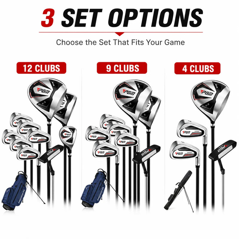 Set de golf complet homme – trois configurations de 12, 9 et 4 clubs