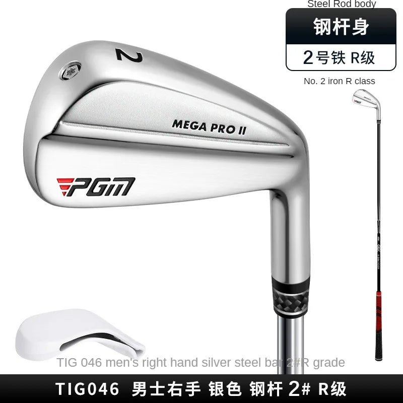 Fer de golf à l'unité argent – fer n° 2, manche acier, flex Regular