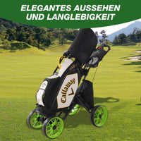 Chariot de golf pliable 4 roues – chariot chargé d'un sac sur le parcours